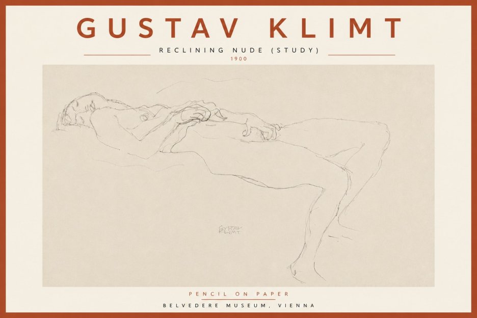 Klimt Reclining Nude (Study) No5 - Poster