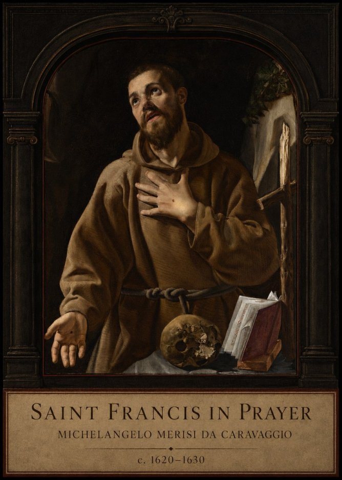 Michelangelo Merisi da Caravaggio Saint Francis in Prayer I No3 - Poster