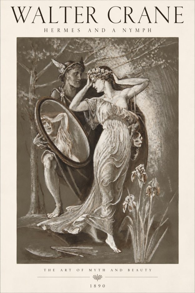 Walter Crane Hermes and a Nymph No6 - Poster