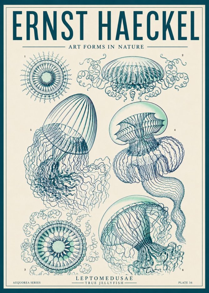 Ernst Haeckel Leptomedusae True Jellyfish No6 - Poster