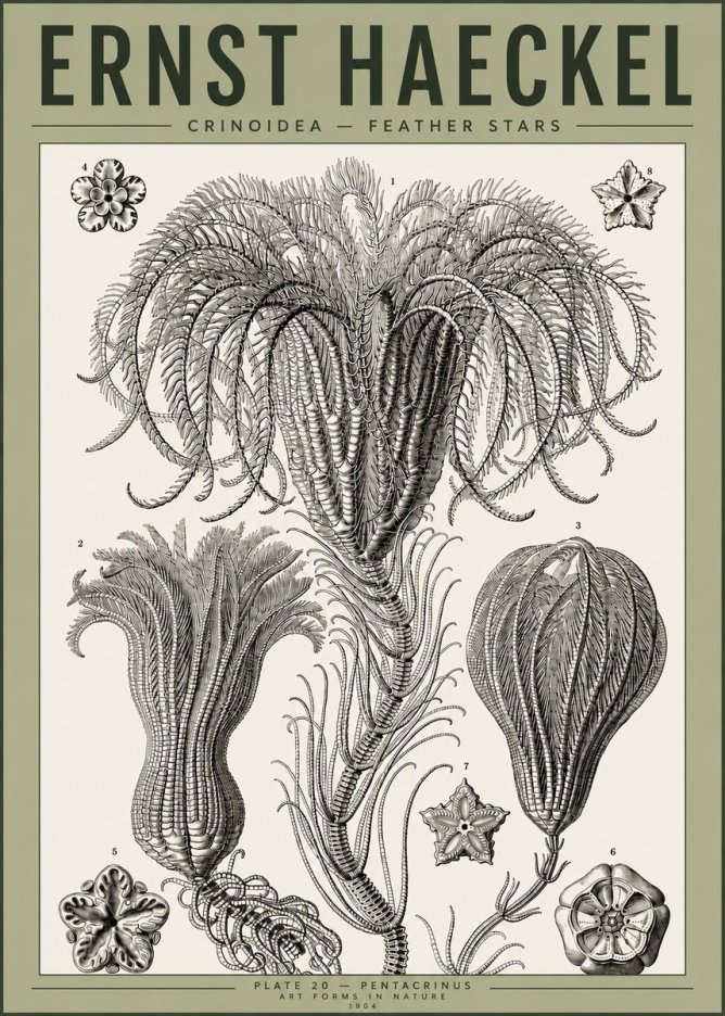 Ernst Haeckel Crinoidea - Palm Lilies No4 - Poster