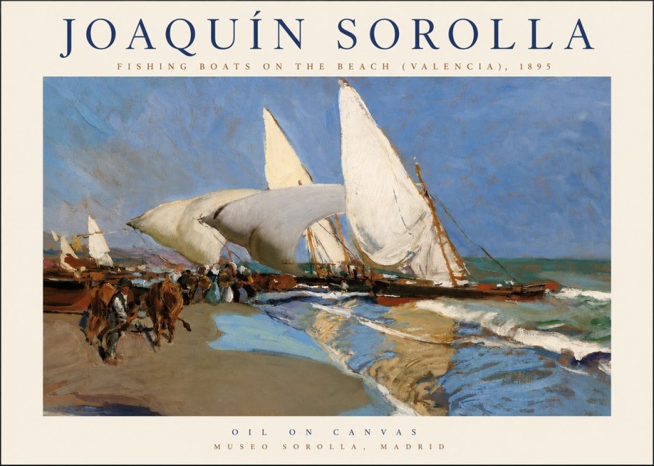 Sorolla Fishing Boats on the Beach (Valencia), 1895 No4 - Poster