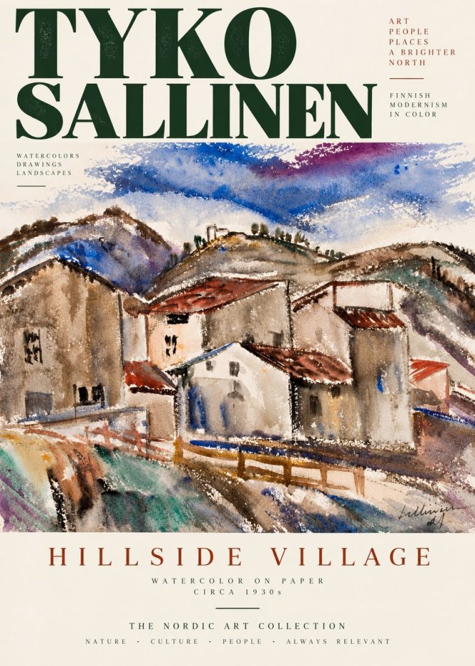 Tyko Sallinen Hillside Village No4 - Poster
