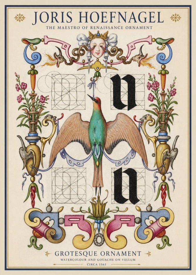 Joris Hoefnagel Grotesque Ornament No1 - Poster