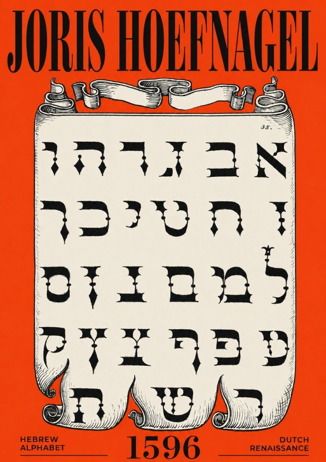 Joris Hoefnagel Hebrew Alphabet No6 - Poster