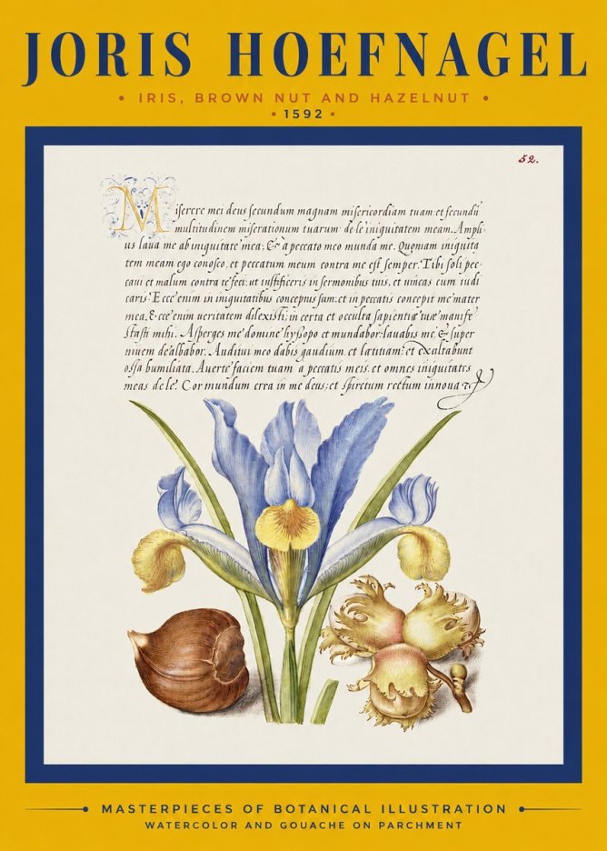 Joris Hoefnagel Iris, Brown Nut and Hazelnut No2 - Poster