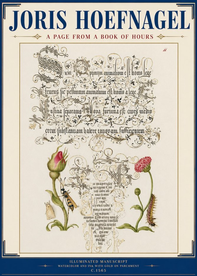 Joris Hoefnagel A Page from a Book of Hours No3 - Poster
