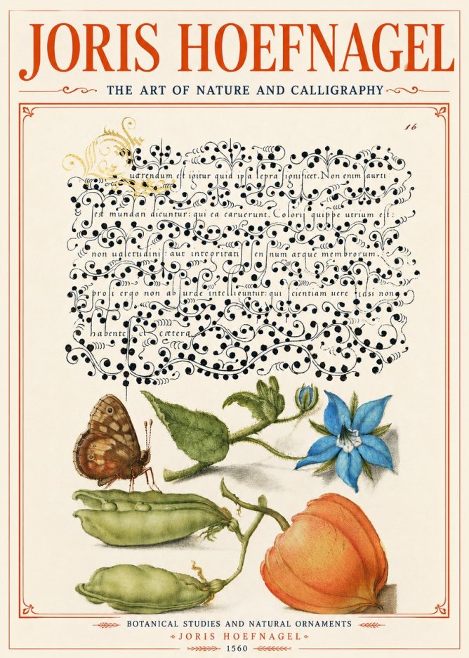 Joris Hoefnagel Study of Plants and Butterfly No6 - Poster