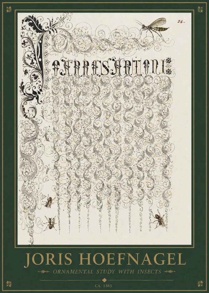 Joris Hoefnagel Ornamental Study with Insects No1 - Poster
