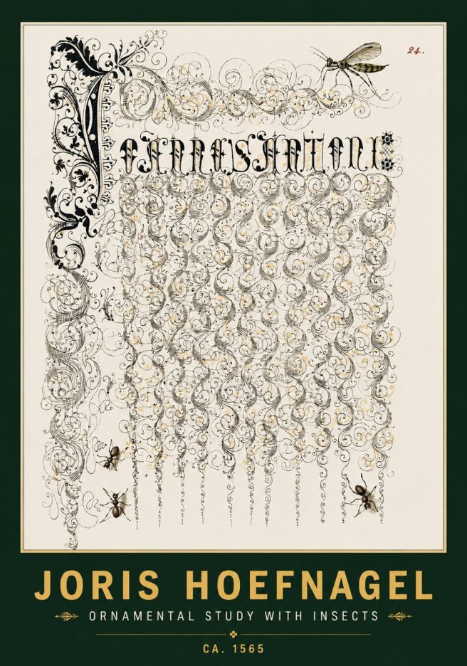Joris Hoefnagel Ornamental Study with Insects No4 - Poster