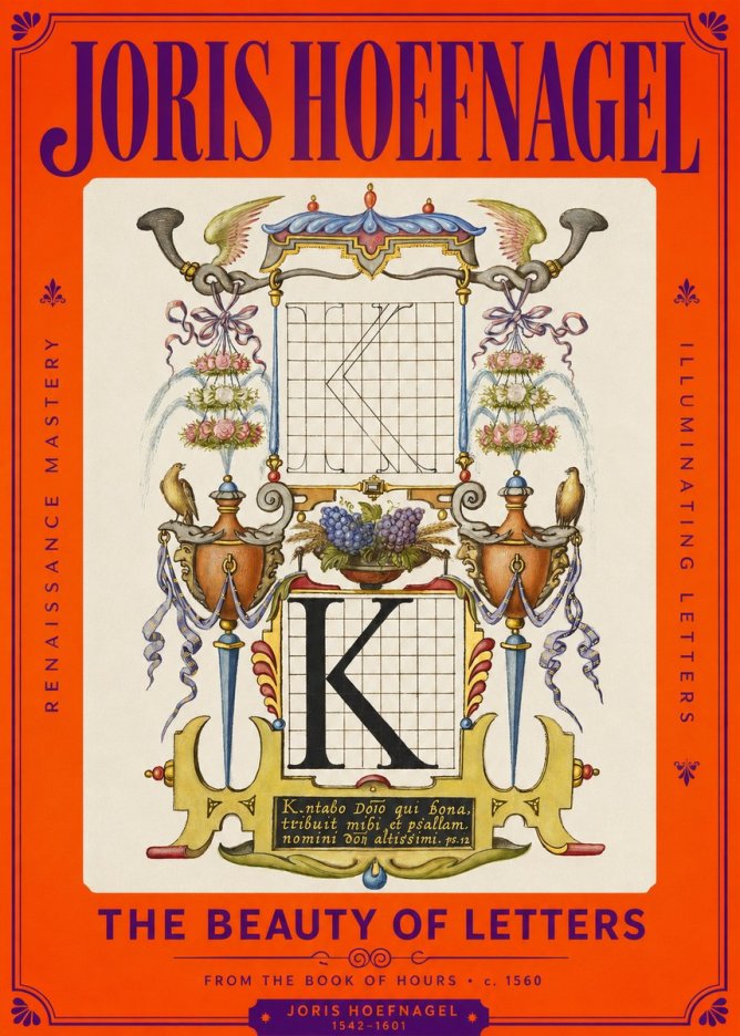 Joris Hoefnagel Illuminated Initial "K" from the Book of Hours No2 - Poster