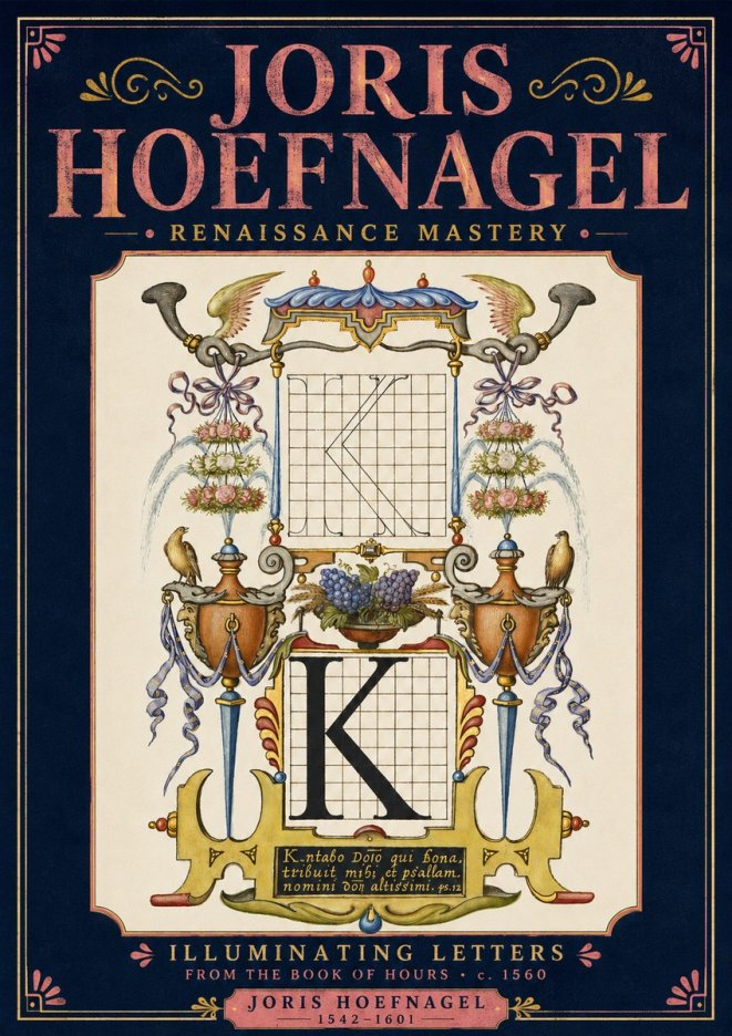 Joris Hoefnagel Illuminated Initial "K" from the Book of Hours No4 - Poster