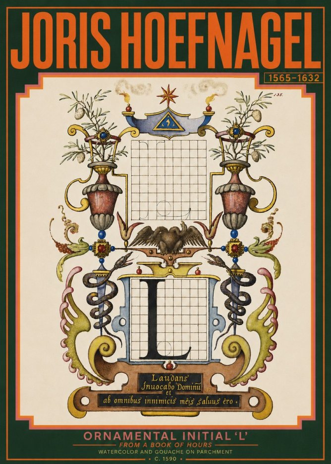 Joris Hoefnagel Ornamental Initial 'L' No3 - Poster