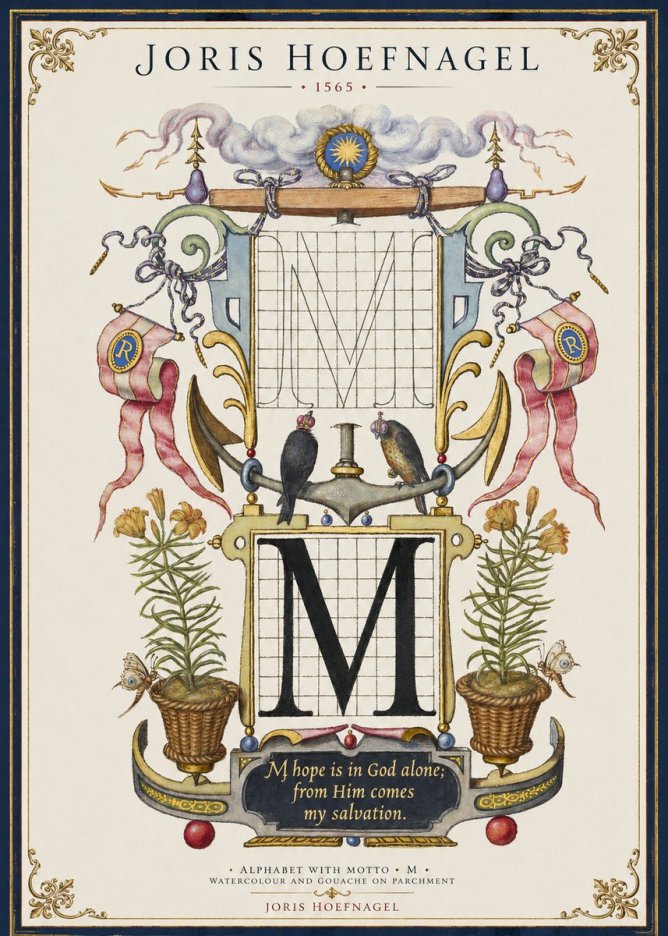 Joris Hoefnagel Alphabet with Motto • M • No1 - Poster