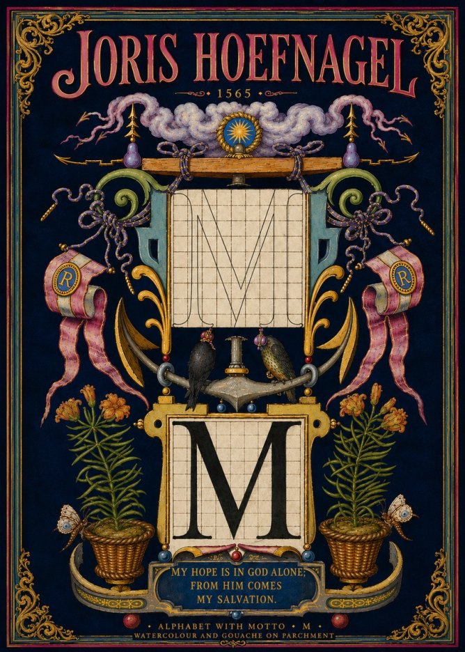 Joris Hoefnagel Alphabet with Motto • M • No5 - Poster