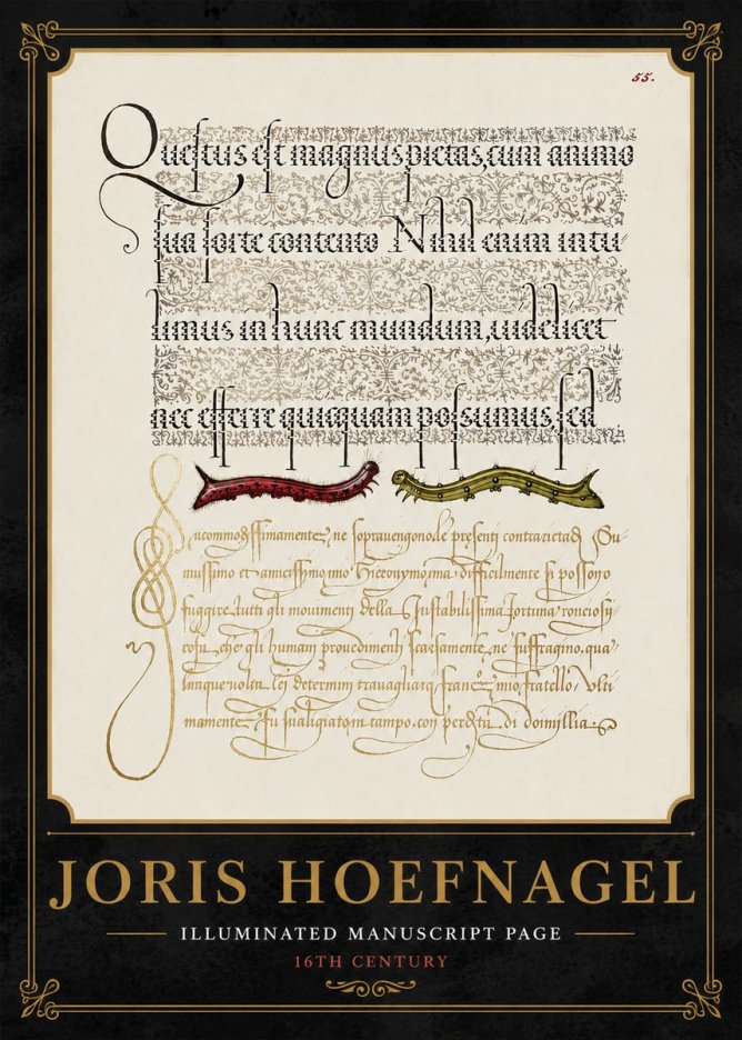 Joris Hoefnagel Illuminated Manuscript Page I No5 - Poster