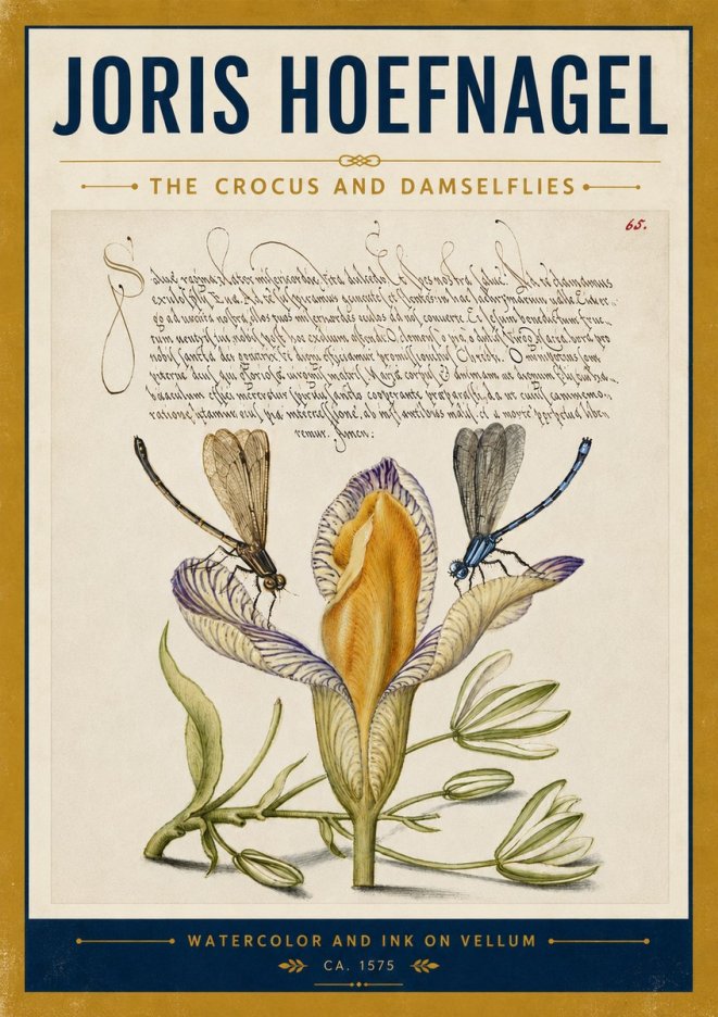 Joris Hoefnagel The Crocus and Damselflies No5 - Poster