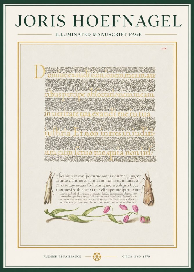 Joris Hoefnagel Illuminated Manuscript Page II No1 - Poster