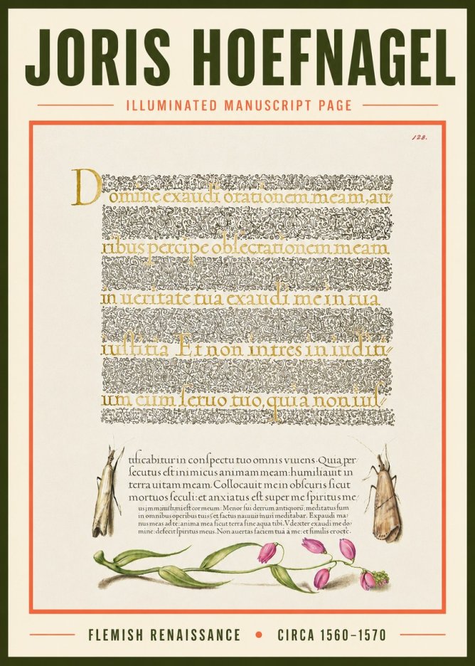 Joris Hoefnagel Illuminated Manuscript Page II No3 - Poster