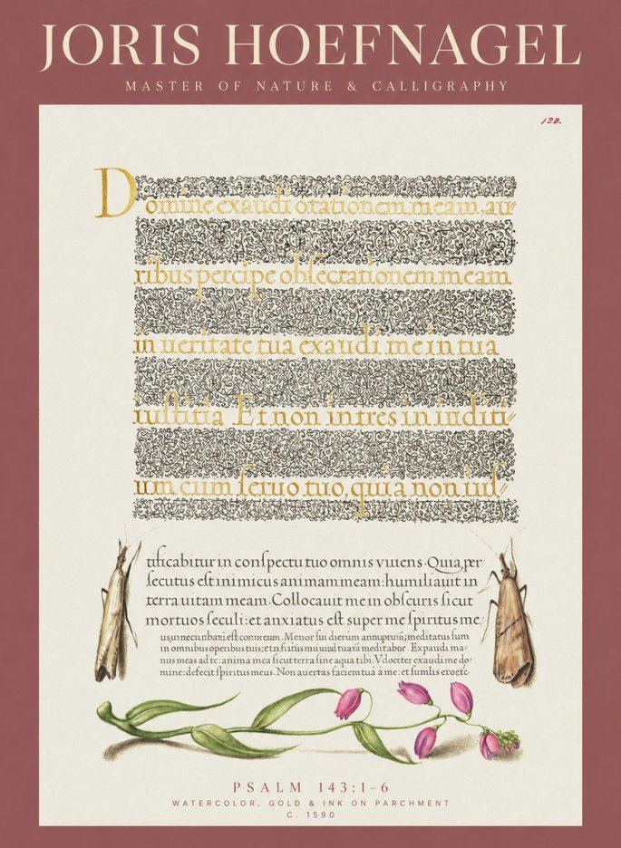 Joris Hoefnagel Illuminated Manuscript Page II No6 - Poster
