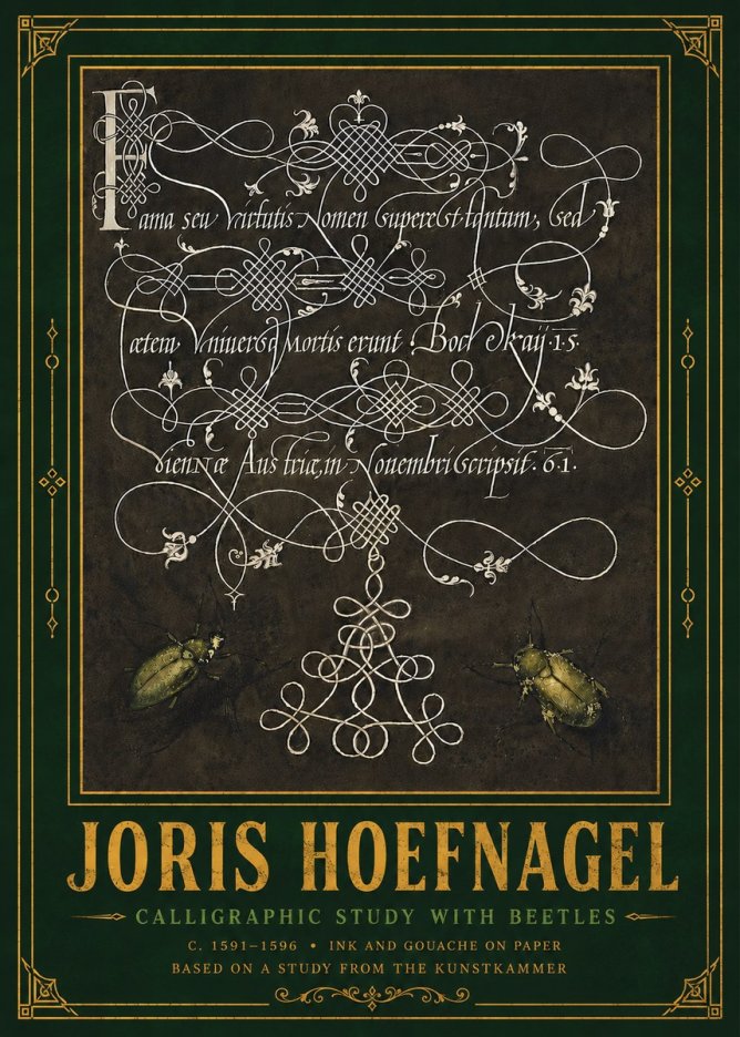 Joris Hoefnagel Calligraphic Study with Beetles No6 - Poster