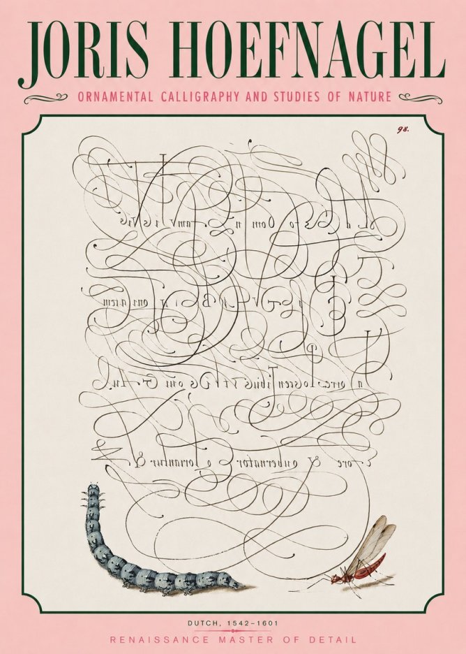 Joris Hoefnagel Ornamental Calligraphy and Studies of Nature No3 - Poster