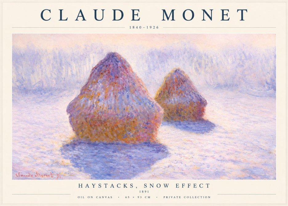 Monet Haystacks, Snow Effect No1 - Poster