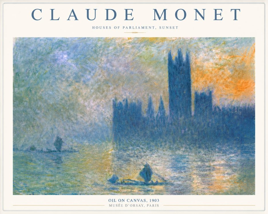 Monet Houses of Parliament, Sunset No6 - Poster