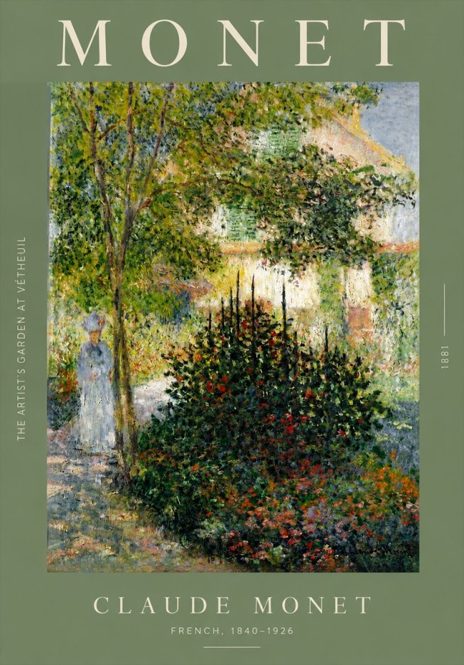 Monet The Artist's Garden at Vétheuil II No3 - Poster