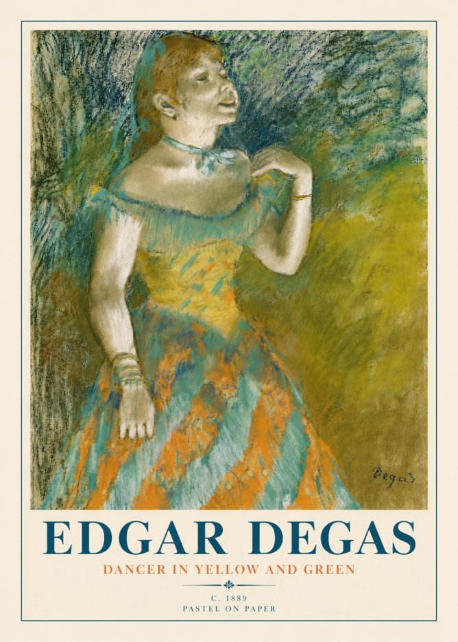 Edgar Degas Dancer in Yellow and Green No4 - Poster