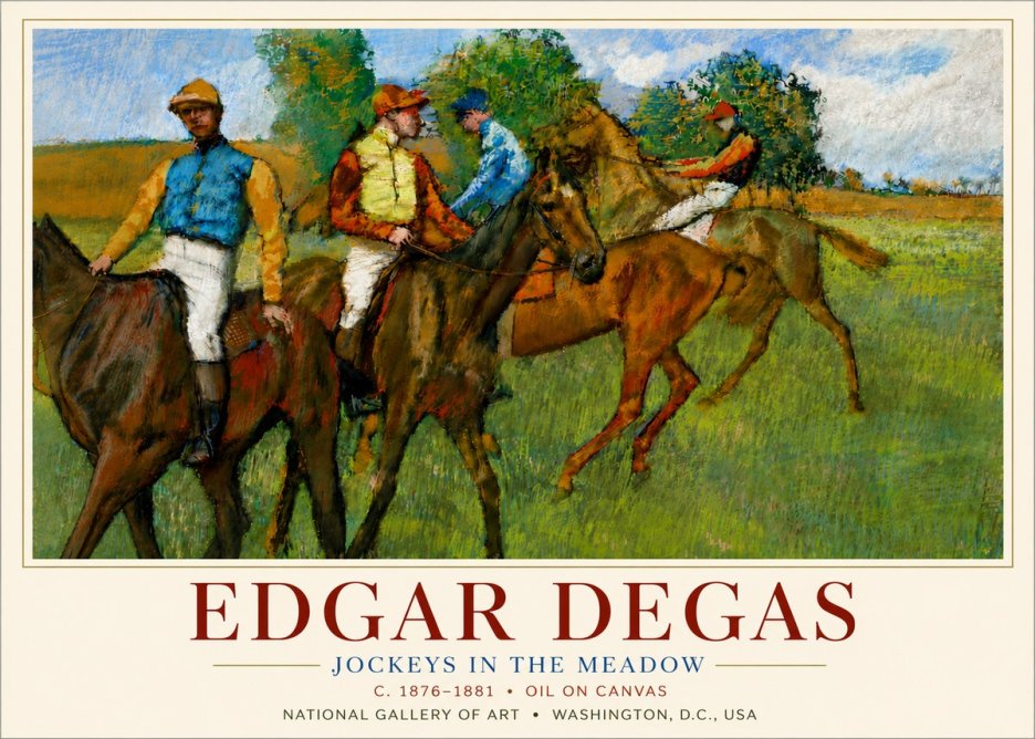 Edgar Degas Jockeys in the Meadow No6 - Poster