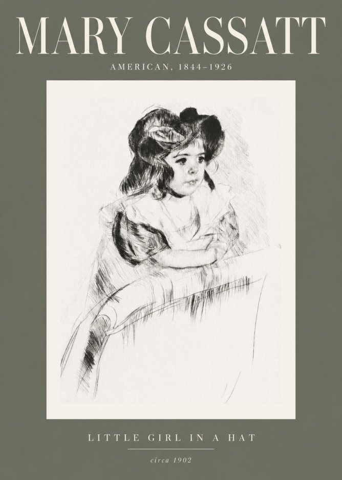 Mary Cassatt Little Girl in a Hat No2 - Poster