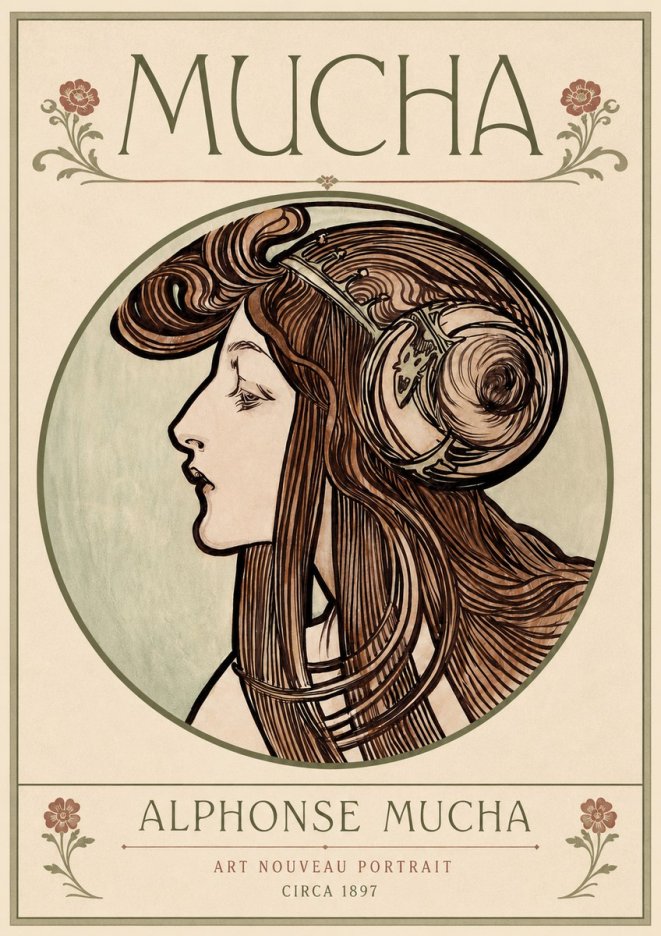 Mucha Art Nouveau Portrait II No3 - Poster