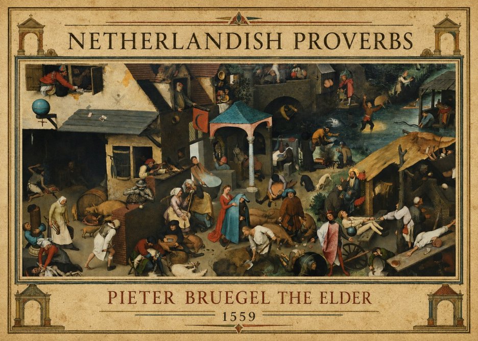 Pieter Bruegel Netherlandish Proverbs III No1 - Poster