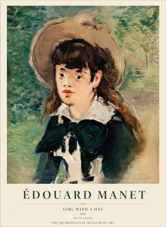 Édouard Manet Girl with a Hat No1 - Poster