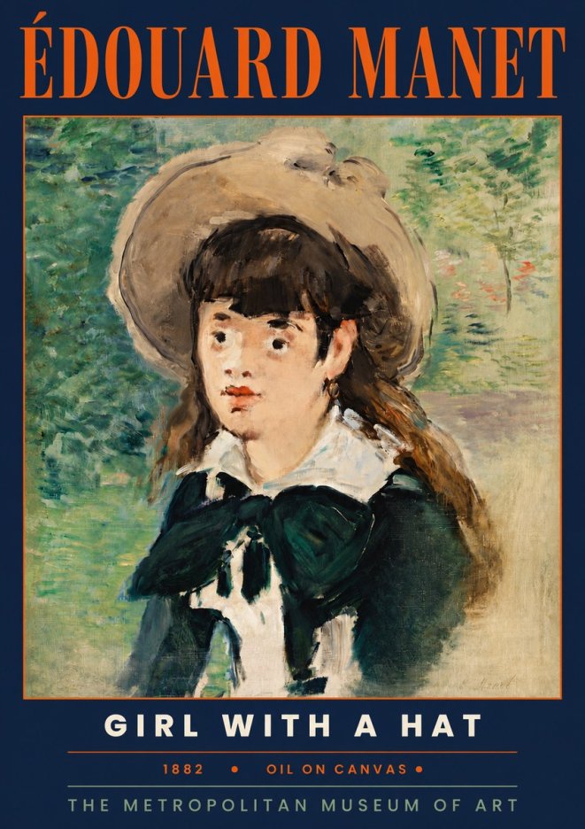 Édouard Manet Girl with a Hat No4 - Poster
