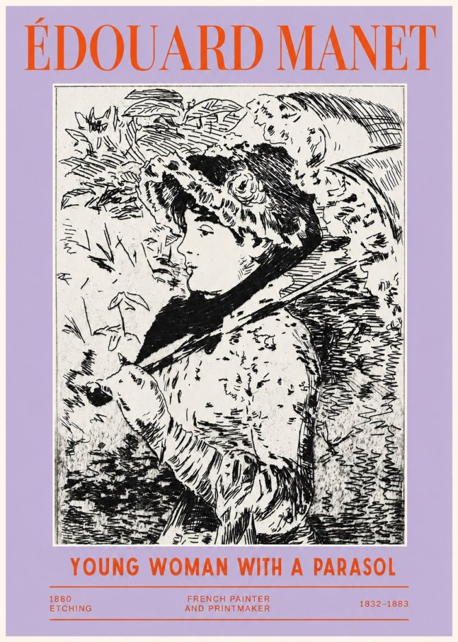 Édouard Manet Young Woman with a Parasol No2 - Poster