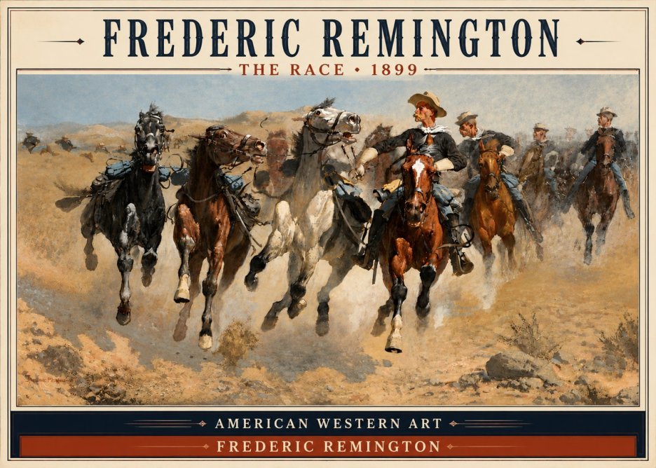 Frederic Remington The Race I No4 - Poster