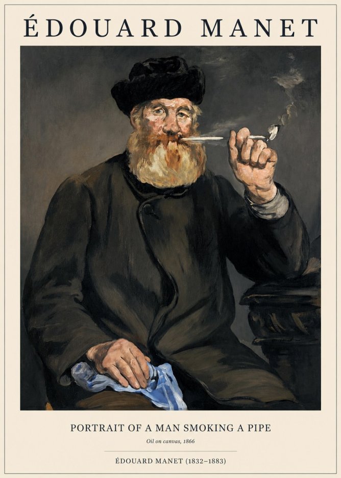 Édouard Manet Portrait of a Man Smoking a Pipe No1 - Poster