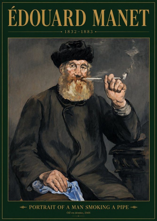 Édouard Manet Portrait of a Man Smoking a Pipe No6 - Poster