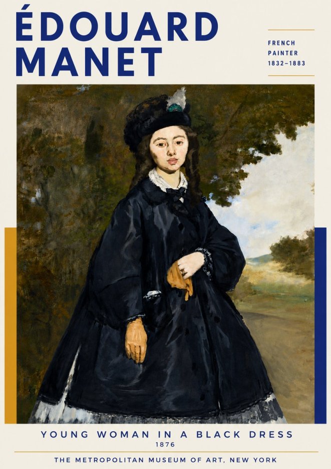 Édouard Manet Young Woman in a Black Dress No6 - Poster