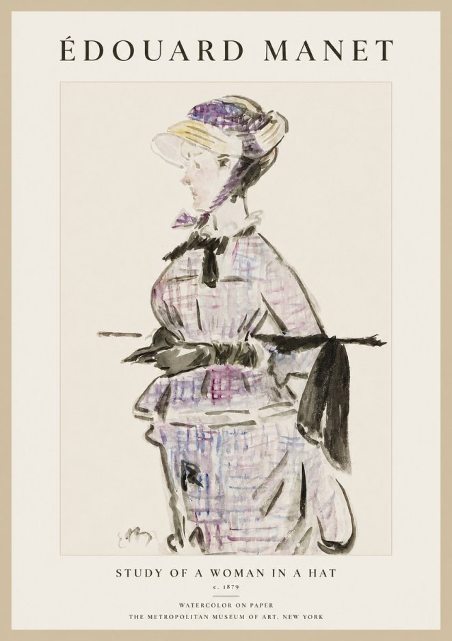Édouard Manet Study of a Woman in a Hat No1 - Poster