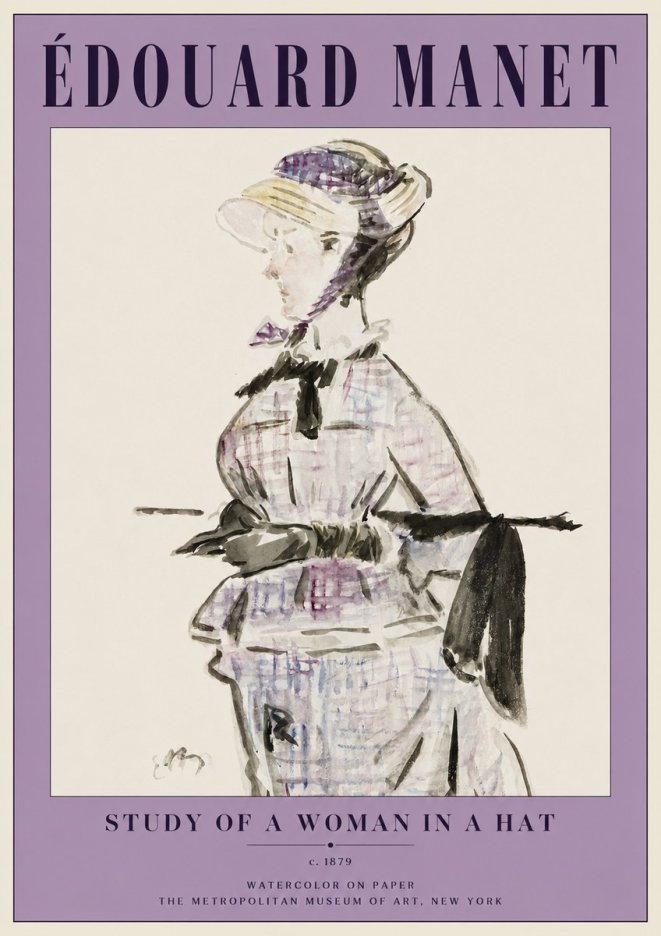 Édouard Manet Study of a Woman in a Hat No2 - Poster