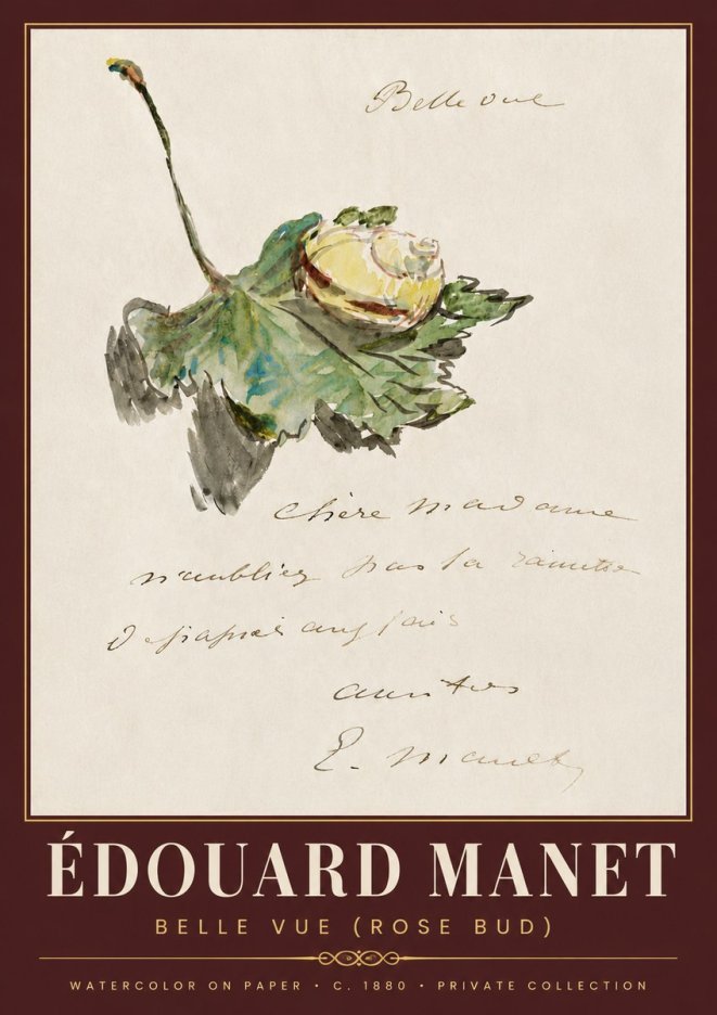 Édouard Manet A Rosebud with Leaf No6 - Poster