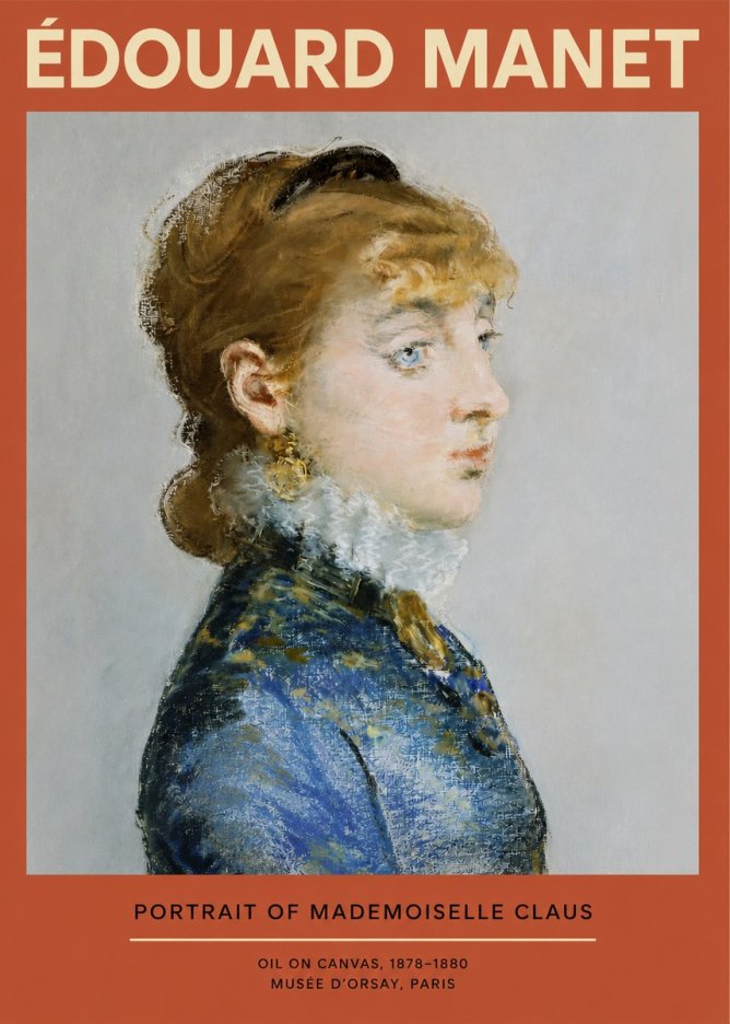 Édouard Manet Portrait of Mademoiselle Claus No2 - Poster