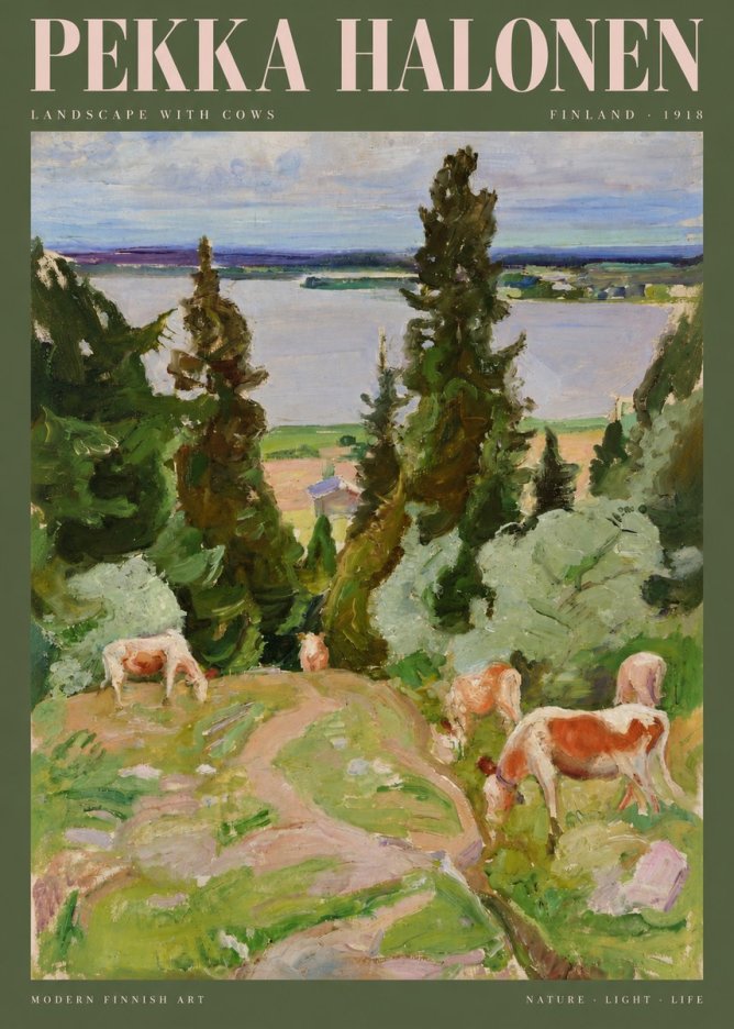 Pekka Halonen Landscape with Cows No2 - Poster