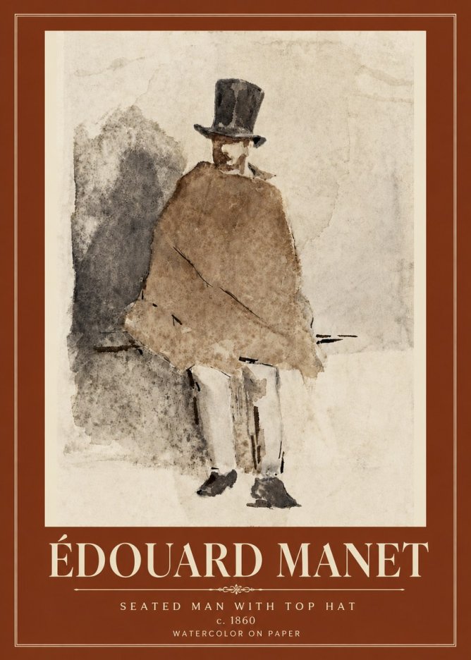Édouard Manet Seated Man with Top Hat No6 - Poster