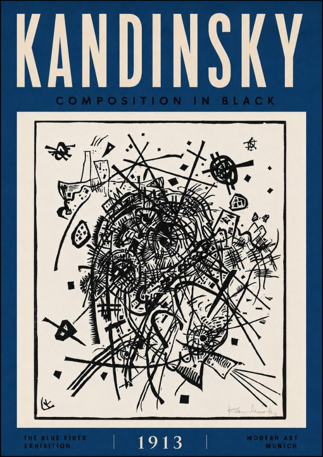 Kandinsky Composition in Black No5 - Poster