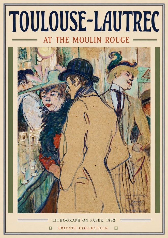 Toulouse-Lautrec At the Moulin Rouge II No6 - Poster