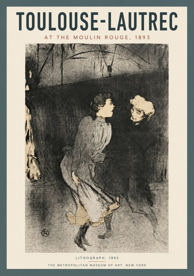 Toulouse-Lautrec At the Moulin Rouge VI No3 - Poster